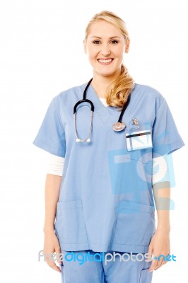 Smiling Young Female Doctor Posing Stock Photo