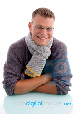 Smiling Young Man Wearing Eyewear Stock Photo