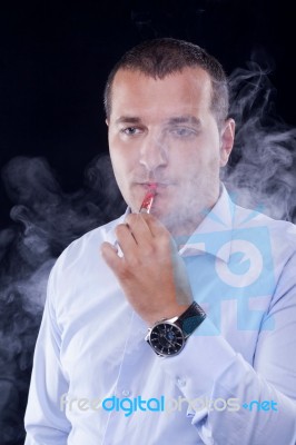Smoking Electric Cigarettes Stock Photo