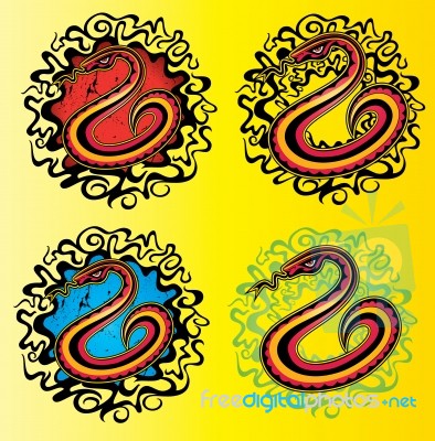 Snake Silhouette Decorative Design Stamps Stock Image