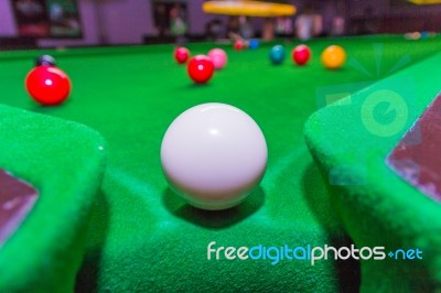 Snooker Ball On Snooker Table Stock Photo