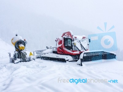 Snow Grooming Equipment Stock Photo