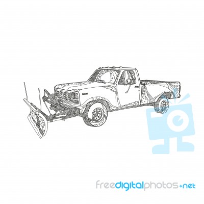 Snow Plow Truck Doodle Art Stock Image