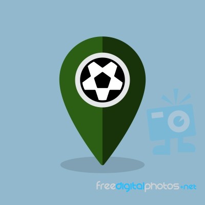 Soccer Ball Map Pin Stock Image