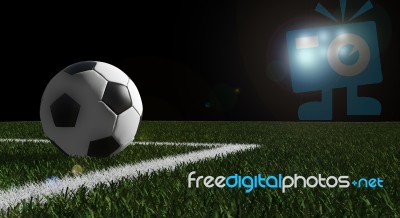 Soccer Ball On Field Stock Image