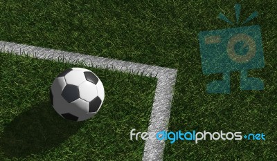 Soccer Ball On Green Grass  Stock Image
