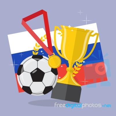 Soccer Ball With Achievement Awards Stock Image