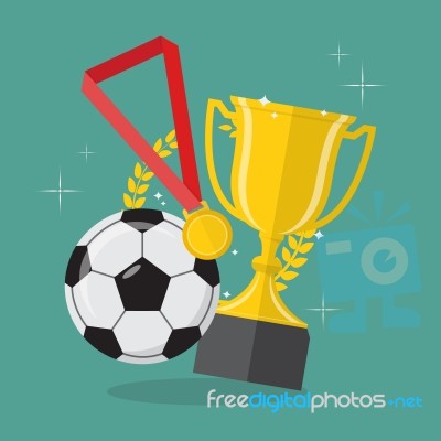 Soccer Ball With Achievement Awards Stock Image