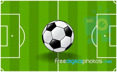 Soccer Ball With Soccer Field Background- Illustration Stock Image