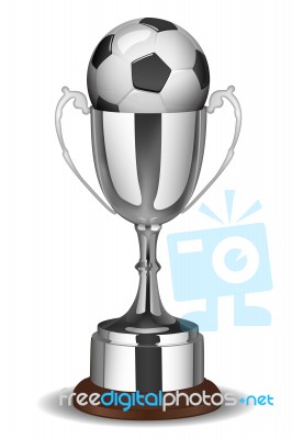 Soccer Ball With Trophy Stock Image