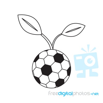 Soccer Ball Young Plant Sport Thin Line Flat Design Icon  Stock Image