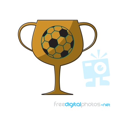 Soccer Champion Cup Sport Thin Line Flat Design Icon  Illu Stock Image