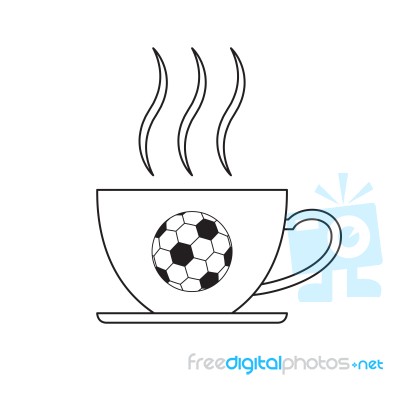 Soccer Coffee Cup Sport Thin Line Flat Design Icon  Illust Stock Image