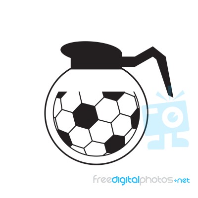 Soccer Coffee Pot Sport Thin Line Flat Design Icon  Illust Stock Image