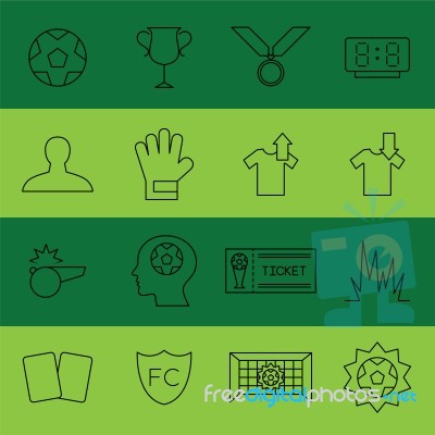 Soccer Flat Thin Line Icon  Illustration. Editable Stroke Stock Image