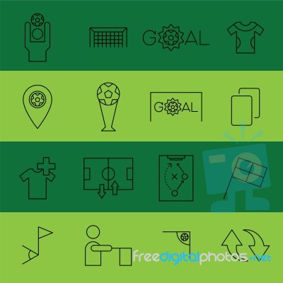 Soccer Flat Thin Line Icon  Illustration. Editable Stroke Stock Image