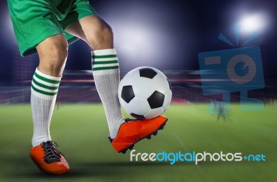 Soccer Football Players And Soccer Ball With Motion Blur Of Spor… Stock Photo Soccer Football Players And Soccer Ball With Motion Blur Of Spor… Stock Photo