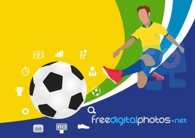 Soccer Football Players Poster Brazil Stock Image