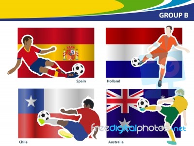 Soccer Football Players With Brazil 2014 Group B Stock Image