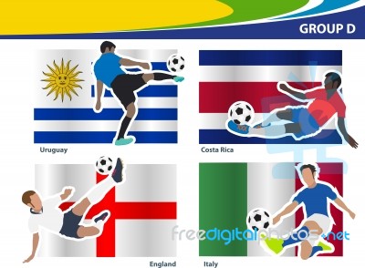 Soccer Football Players With Brazil 2014 Group D Stock Image
