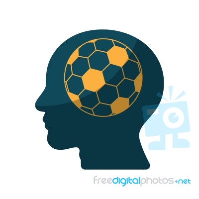 Soccer Human Head Sport Flat Design Icon  Illustration Stock Image