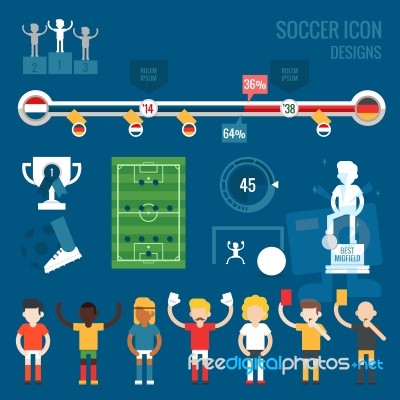 Soccer Icons Flat Design Stock Image