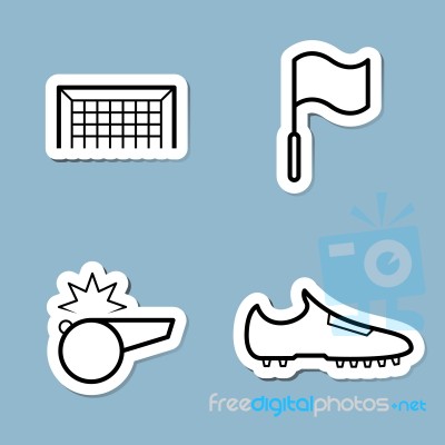 Soccer Line Icon Set Stock Image