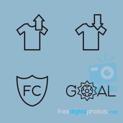Soccer Line Icon Set Stock Image