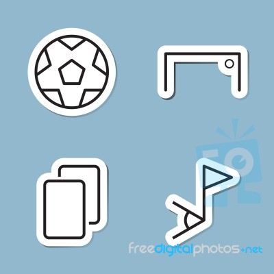 Soccer Line Icon Set Stock Image