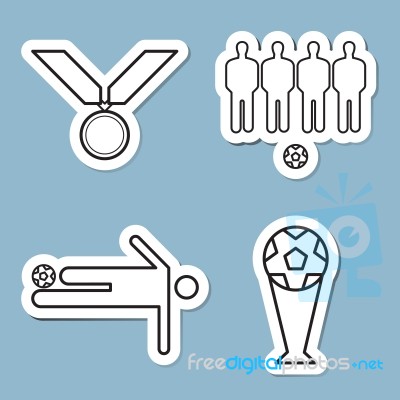 Soccer Line Icon Set Stock Image