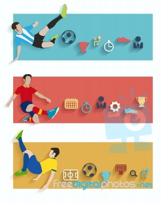 Soccer Players Banner Design Stock Image