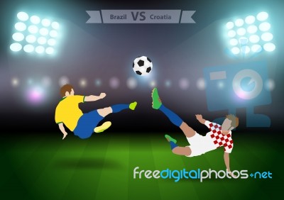 Soccer Players Brazil Versus Croatia Brazil 2014 Group A Stock Image