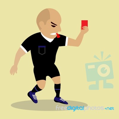 Soccer Referee Giving Red Card Stock Image