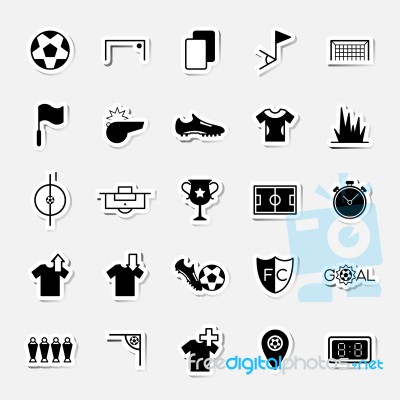 Soccer Sticker Icons Set  Illustration Stock Image