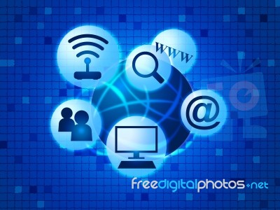Social Media Indicates World Wide Web And Communicate Stock Image