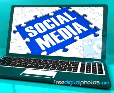 Social Media On Laptop Showing Online Communities Stock Image