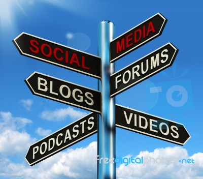 Social Media Signpost Stock Image