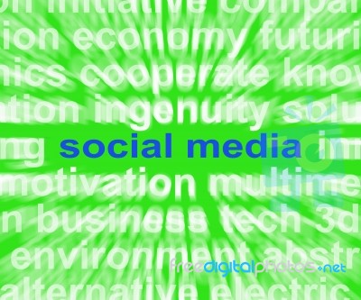 Social Media Words Mean Online Networking Blogging And Comments Stock Image
