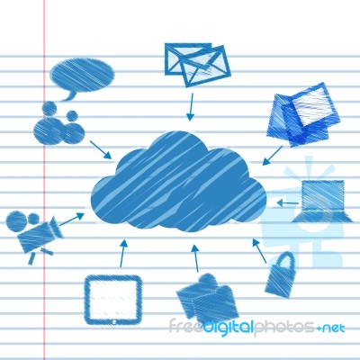 Social Network Background With Media Notebook Paper Stock Image