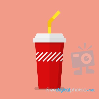 Soft Drink In Flat Style Stock Image