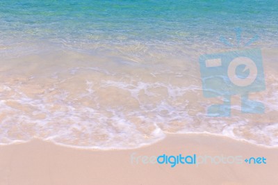 Soft Wave Of Blue Ocean Sand Beach Stock Photo