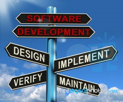 Software Development Signpost Stock Image