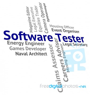 Software Tester Indicating Scrutinizer Programming And Recruitment Stock Image
