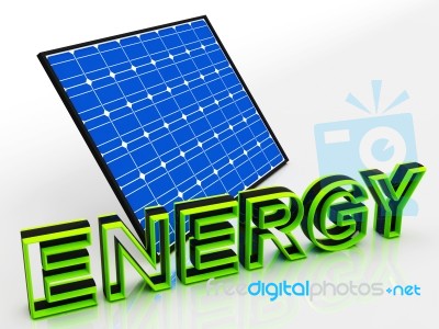 Solar Panel And Energy Word Shows Alternative Energies Stock Image