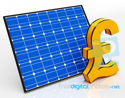 Solar Panel And Pound Sign Shows Saving Money Stock Image