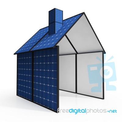 Solar Panel House Showing Renewable Energy Stock Image