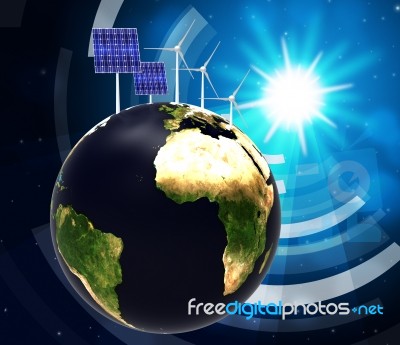 Solar Panel Indicates Alternative Energy And Globalise Stock Image