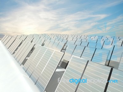 Solar Panels Charging In A Sunny Sky Stock Image