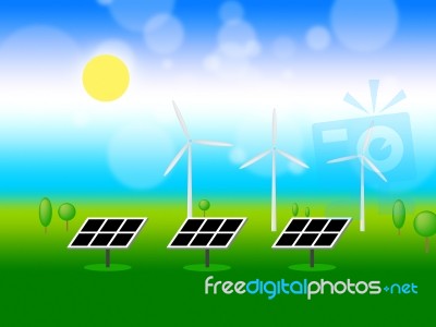 Solar Wind Power Means Renewable Resources And Energy Stock Image