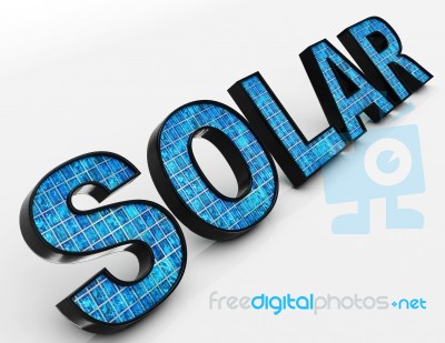 Solar Word Shows Alternative Energy And Sunlight Stock Image